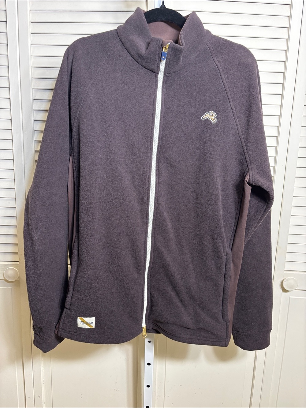 Tracksmith Men's Franklin Fleece Full Zip Athletic Running Brown Jacket Medium